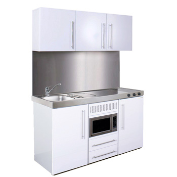 Residential 1500mm Wide Silver Mini Kitchen with Hobs